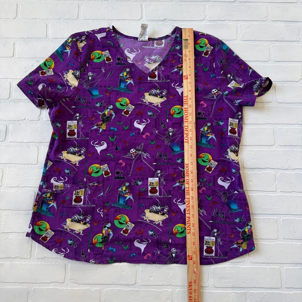 Disney Tim Burtons Nightmare Before Christmas Women's Scrub Top Sz XL - Picture 5 of 6